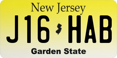 NJ license plate J16HAB