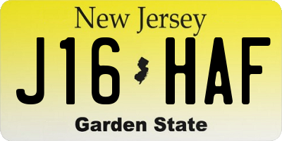 NJ license plate J16HAF