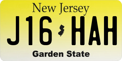 NJ license plate J16HAH