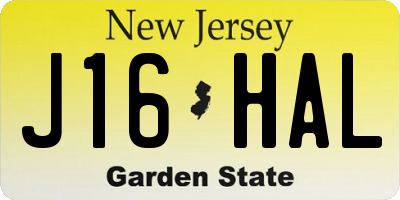 NJ license plate J16HAL
