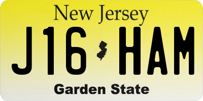 NJ license plate J16HAM