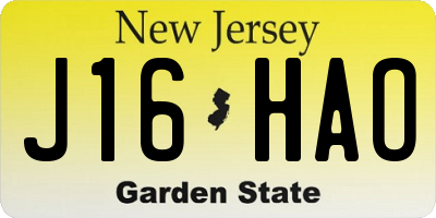 NJ license plate J16HAO