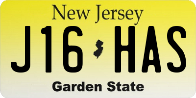 NJ license plate J16HAS