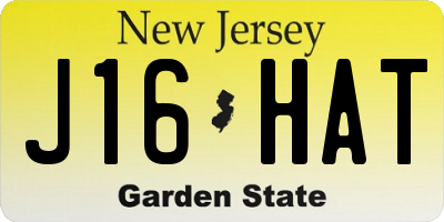 NJ license plate J16HAT