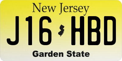 NJ license plate J16HBD