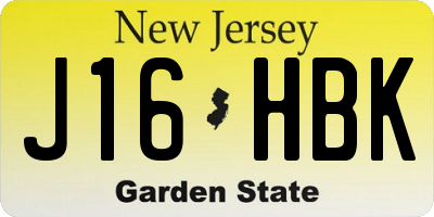 NJ license plate J16HBK