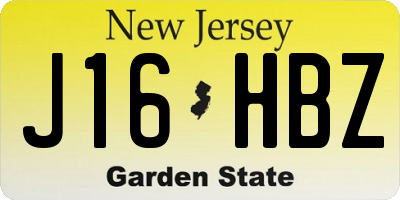 NJ license plate J16HBZ