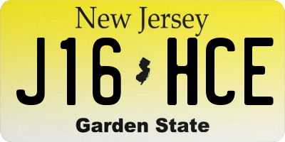 NJ license plate J16HCE