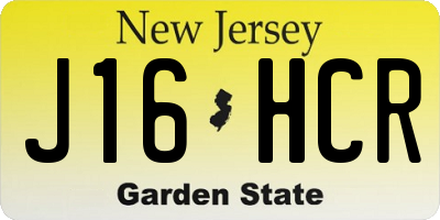 NJ license plate J16HCR