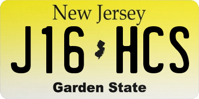 NJ license plate J16HCS
