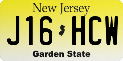 NJ license plate J16HCW