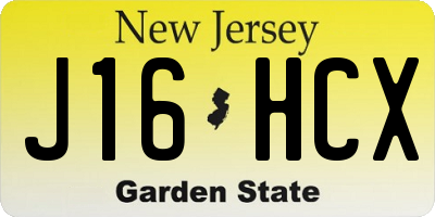 NJ license plate J16HCX