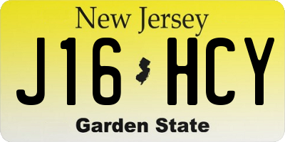NJ license plate J16HCY