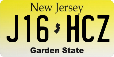 NJ license plate J16HCZ
