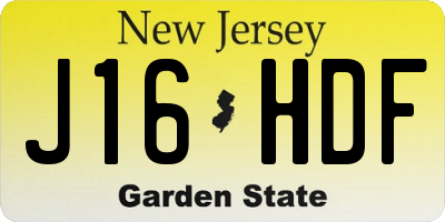 NJ license plate J16HDF