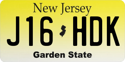 NJ license plate J16HDK