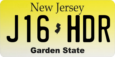 NJ license plate J16HDR