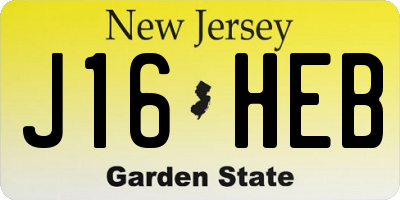 NJ license plate J16HEB