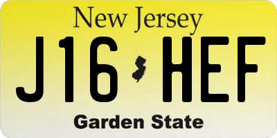 NJ license plate J16HEF