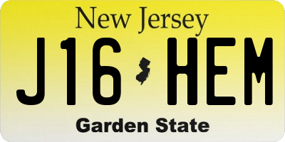 NJ license plate J16HEM
