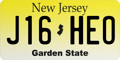 NJ license plate J16HEO