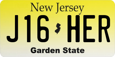NJ license plate J16HER