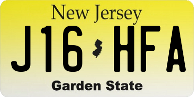 NJ license plate J16HFA