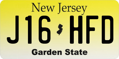NJ license plate J16HFD