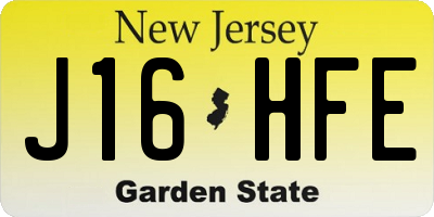 NJ license plate J16HFE