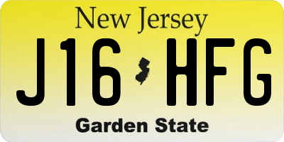 NJ license plate J16HFG