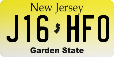 NJ license plate J16HFO