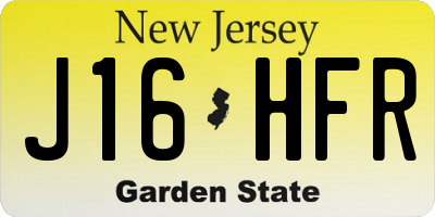 NJ license plate J16HFR