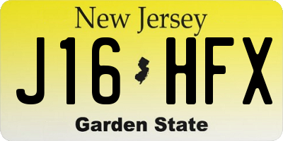 NJ license plate J16HFX