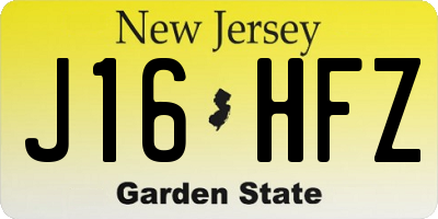 NJ license plate J16HFZ