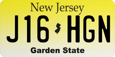 NJ license plate J16HGN