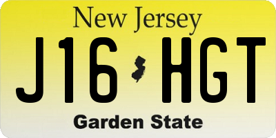 NJ license plate J16HGT