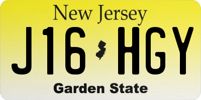 NJ license plate J16HGY