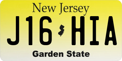 NJ license plate J16HIA