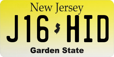 NJ license plate J16HID