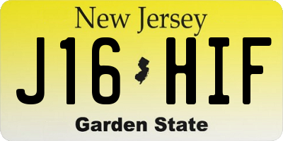 NJ license plate J16HIF