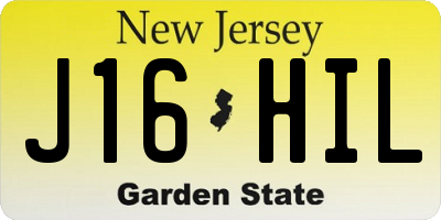 NJ license plate J16HIL