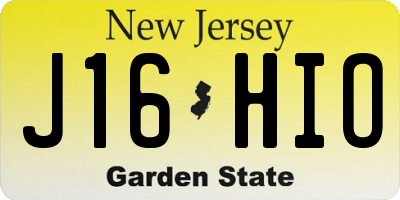 NJ license plate J16HIO