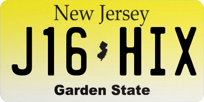 NJ license plate J16HIX