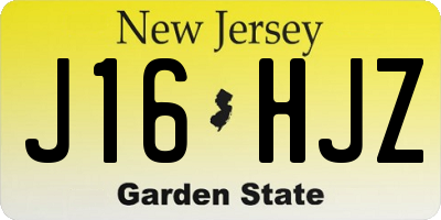 NJ license plate J16HJZ