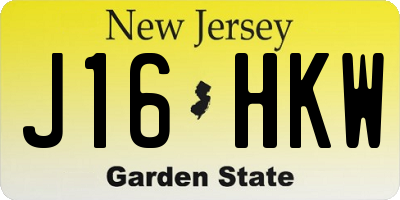 NJ license plate J16HKW