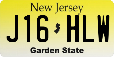 NJ license plate J16HLW