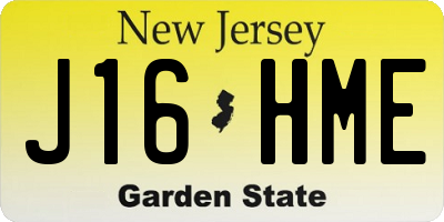 NJ license plate J16HME