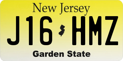 NJ license plate J16HMZ