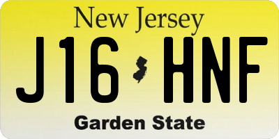 NJ license plate J16HNF