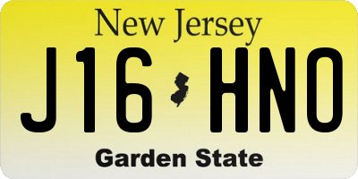 NJ license plate J16HNO